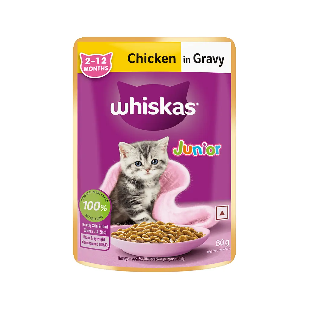 بسته ۱۲ عددی غذای پوچ گربه Whiskas Meaty Meals in Gravy با ترکیب گوشت گاو، مرغ، بره و طیور