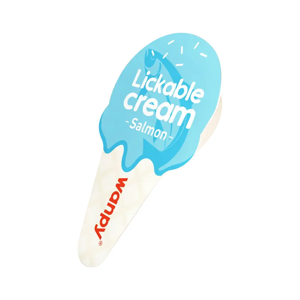 Wanpy Lickable Cream Salmon بستنی کرمی گربه با طعم سالمون، تشویقی نرم بسته ۱۰ عددی