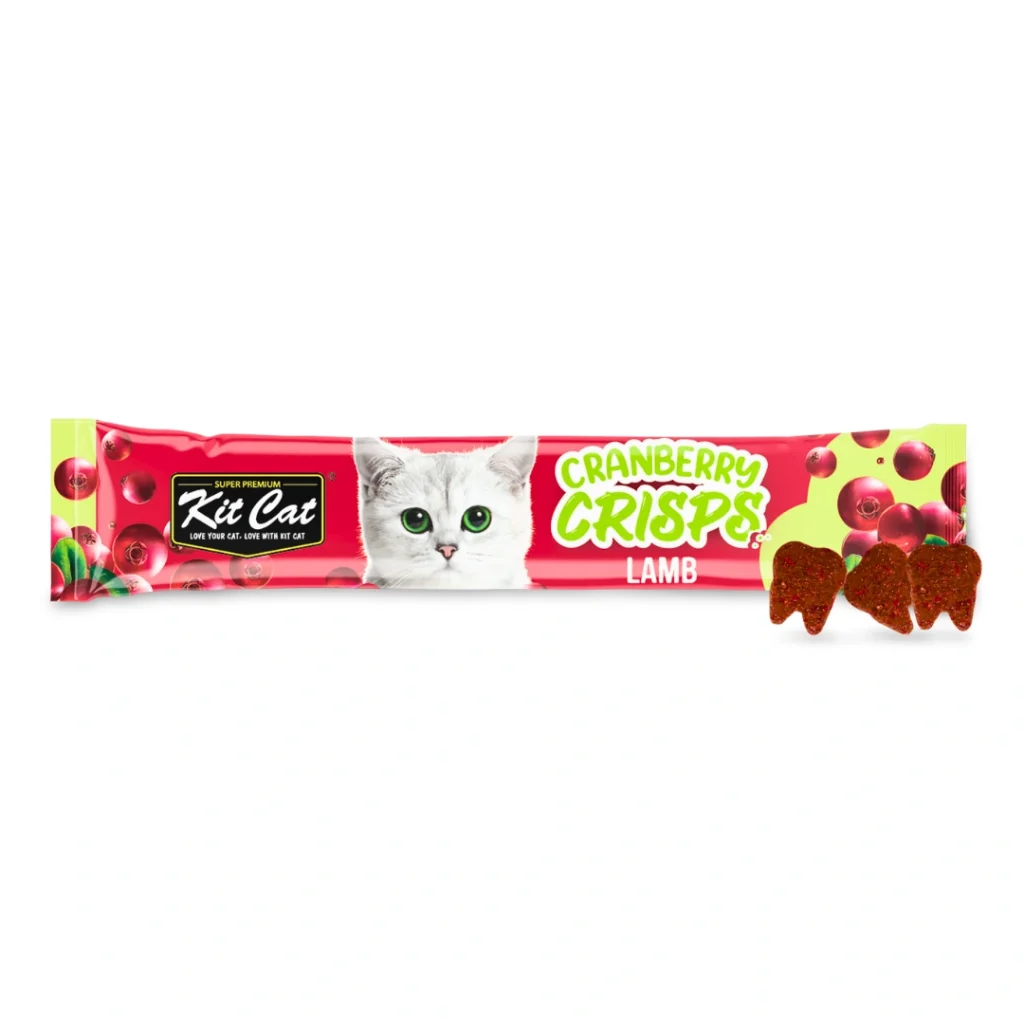 تشویقی چیپسی گربه Kit Cat Crisps با طعم گوشت بره، میان‌وعده‌ای ترد و خوش‌عطر در بسته ۳ عددی