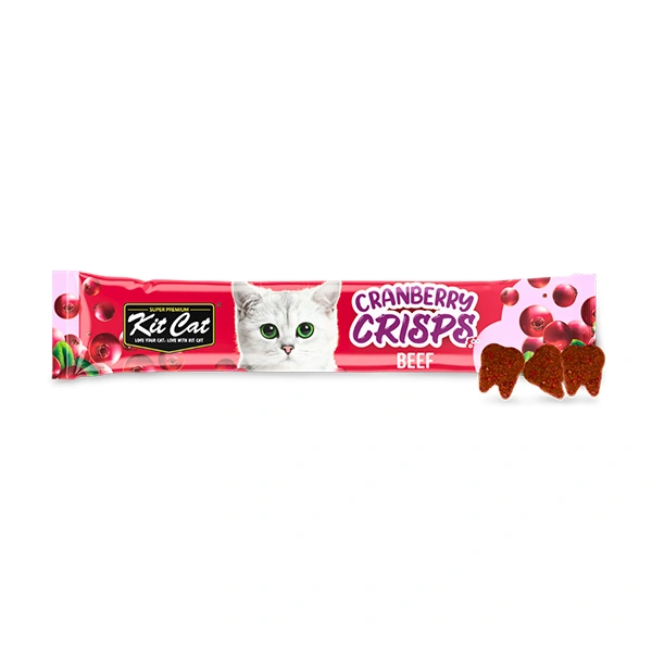 بسته تشویقی چیپسی گربه Kit Cat Crisps با طعم گوشت گاو، خوراکی ترد و خوش‌طعم برای گربه‌ها